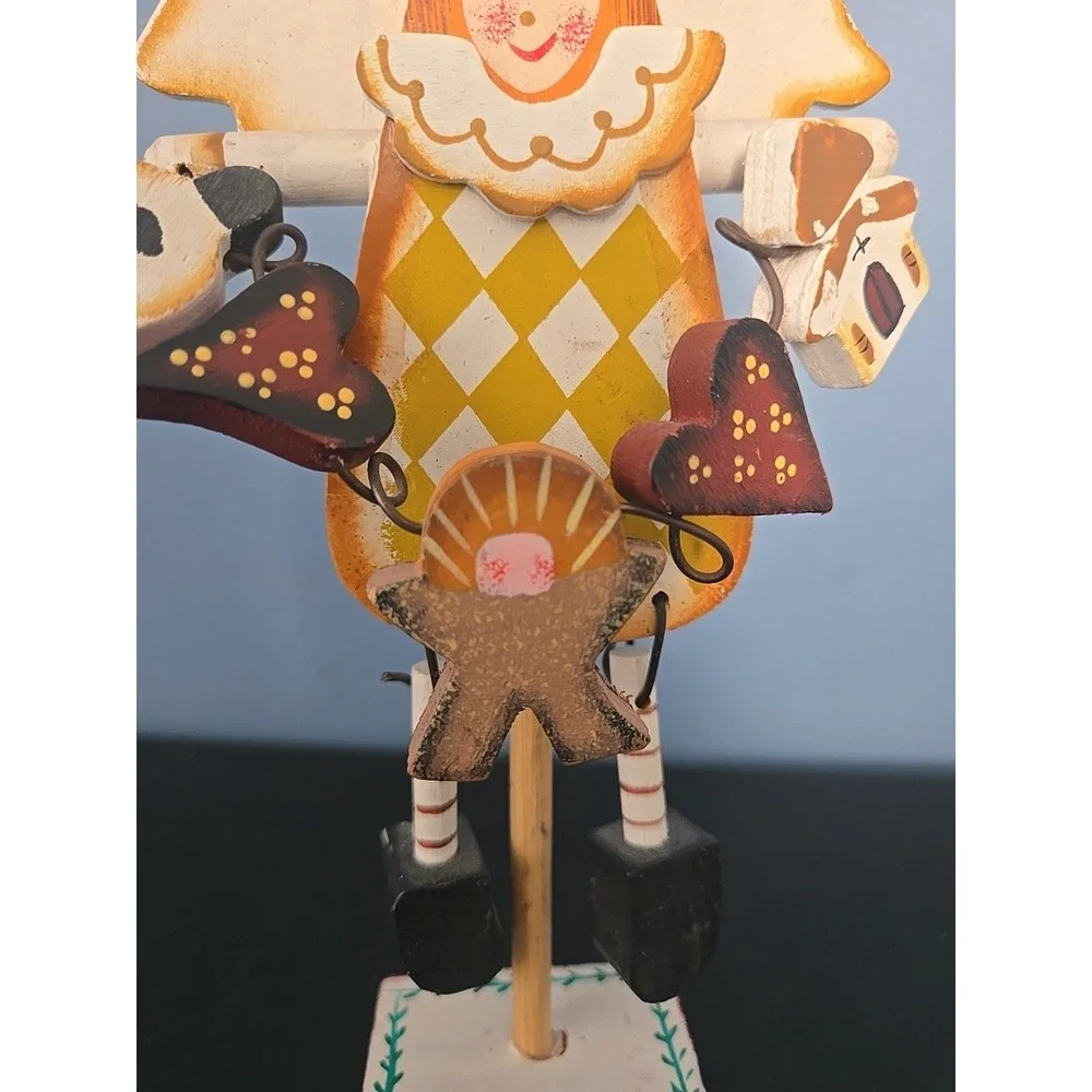 Rustic Wooden Christmas Angel Decoration Folk Art Charms Include Baby‎ Jesus